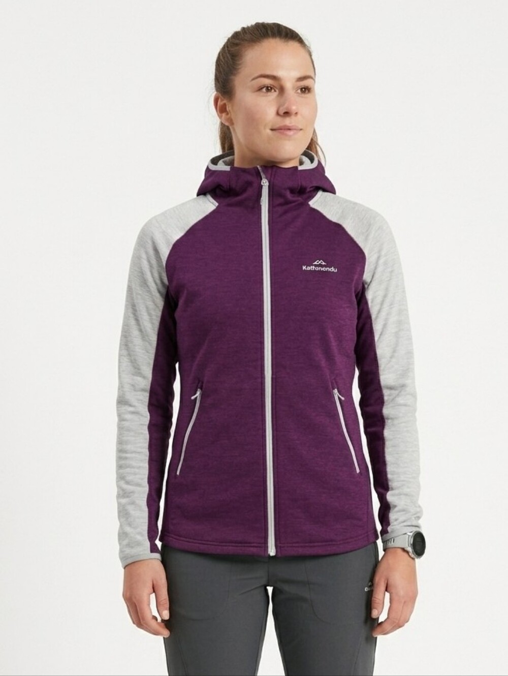 Kathmandu Full Zip Hooded Sweatshirt Purple